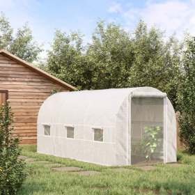 Outsunny 15 X 7 X 7 Walk-In Tunnel Greenhouse, Large Garden Hot House Kit With 6 Roll-up Windows & Roll Up Door, Steel Frame, White