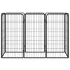 8-Panel Dog Playpen Black 19.7"x39.4" Powder-coated Steel