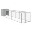 Dog House with Run Light Gray 43.3"x239.8"x43.3" Galvanized Steel