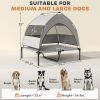 PawHut Elevated Dog Bed with Removable Canopy, Portable Outside Raised Pet Cot with Cooling Pad, Storage Bag, 36" x 29.5" x 35"