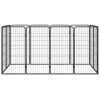12-Panel Dog Playpen Black 19.7"x39.4" Powder-coated Steel