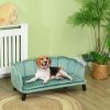 PawHut Pearl Design Pet Sofa for Medium and Large Sized Dogs, Pet Bed with Cushion and Solid Wood Legs, Green