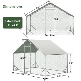 Large Metal Chicken Coop, Walk-in Chicken Run, Galvanized Wire Poultry Chicken Hen Pen Cage, Rabbits Duck Cages With Waterproof And Anti-Ultraviolet C (Option: 3x2m)