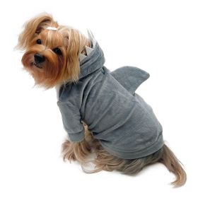 Ultra Plush Shark Hoodie with Fin & Teeth (Color: Gray, size: M)